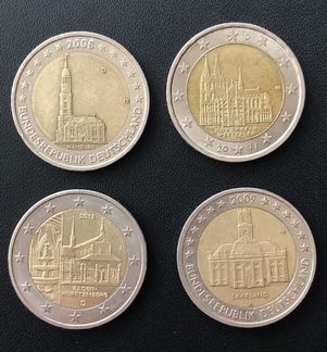 2 евро юбилейные разные