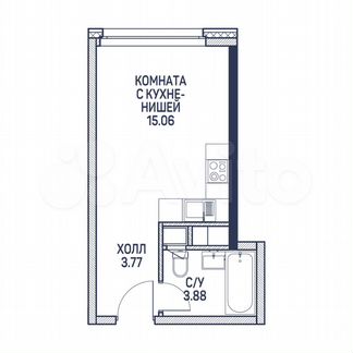 Апартаменты-студия, 22.7 м², 17/22 эт.