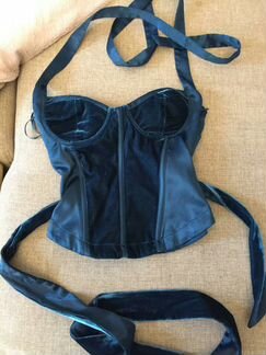 Бархатная юбка и корсет с атласом изумрурдого цвет