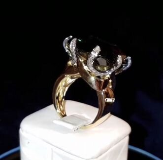 Кольцо турмалин бриллианты золото