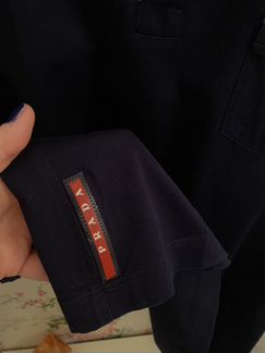Prada оригинал синее поло футболка б.у. хлопок,XXL