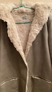 Дубленка Zara. Кожаное пальто с мехом внутри