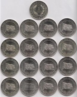 Монеты 1 куруш 2015 года 16 монет Турция