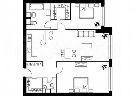 2-к квартира, 121.3 м², 30/37 эт.