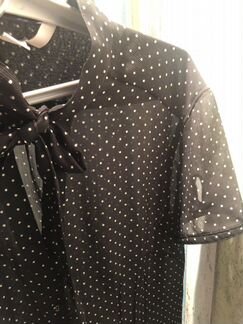 Блузка в горошек полупрозрачная 40-44 легкая