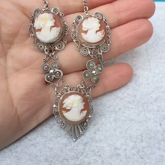 Колье Серебро Камеи Англия старое