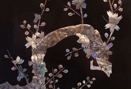 Винтажное настенное панно перламутр лак Вьетнам