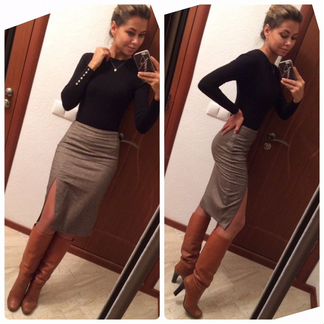 Юбка из шерсти с разрезом