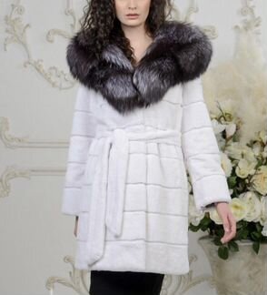 Натуральная шуба из бобрика и чернобурки 44