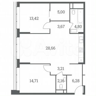 2-к квартира, 81.9 м², 37/51 эт.