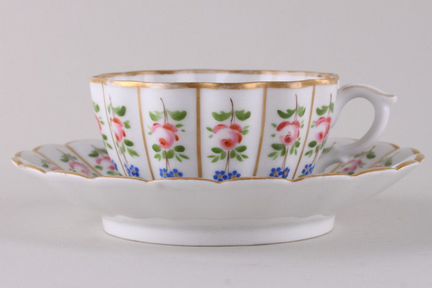 Чайная пара с цветами Императорский завод 1900 гг