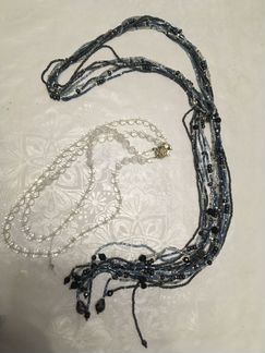 Бусы винтаж из хрусталя. Бисерное ожерелье