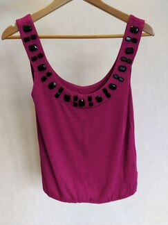 Малиновый топ с камнями, р. 44