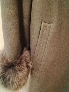 Пальто зимнее серое размер 46-48 мех песец пр-во з
