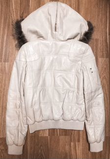 Куртка пуховик кожаная женская зимняя