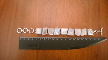 Браслет с лунным камнем, стерлинговое серебро