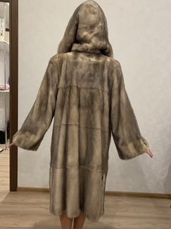 Шуба норковая с капюшоном колотый лёд длинная цель