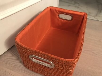 Короб с ручками плетёный эко оранжевый
