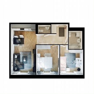2-к квартира, 53.9 м², 1/16 эт.
