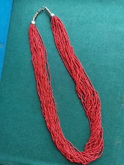 Бусы коралловые 80 см 20 нитей колье ожерелье