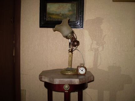 Старинный ночник бронза стекло - рабочий