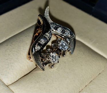 Серьги золотые СССР с бриллиантами