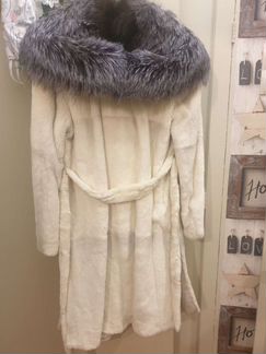 Шуба из кролика с чернобуркой