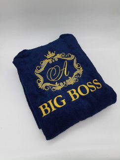 Махровый халат именной с вышивкой банный подарок