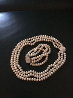 Колье и браслет из жемчуга комплект